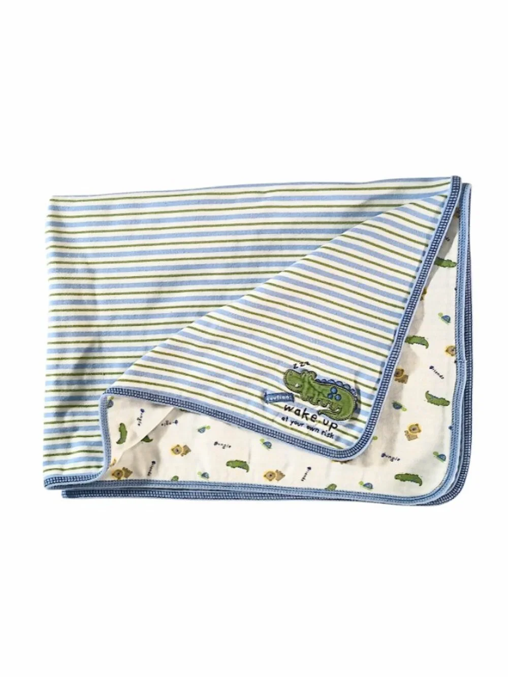 Just One Year Carter's Alligator Caution Wake Up Lovey Security Blanket 24